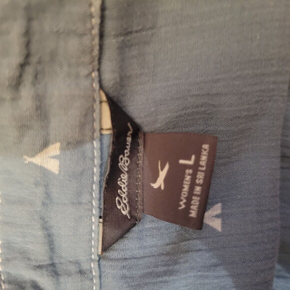 Eddie Bauer Womens Blue Teepee Button-Up Shirt L - Picture 4 of 6